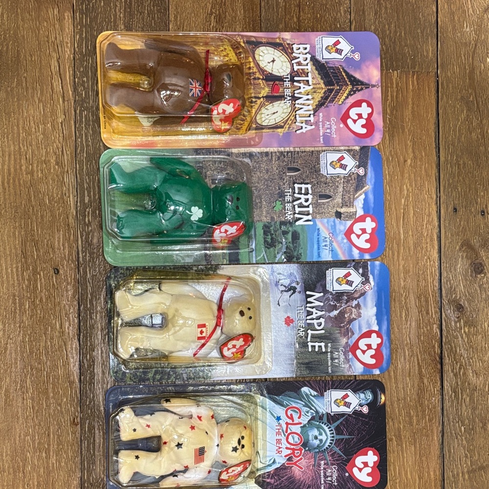 A set of four vintage 1999 McDonald's Teenie Beanie Babies.